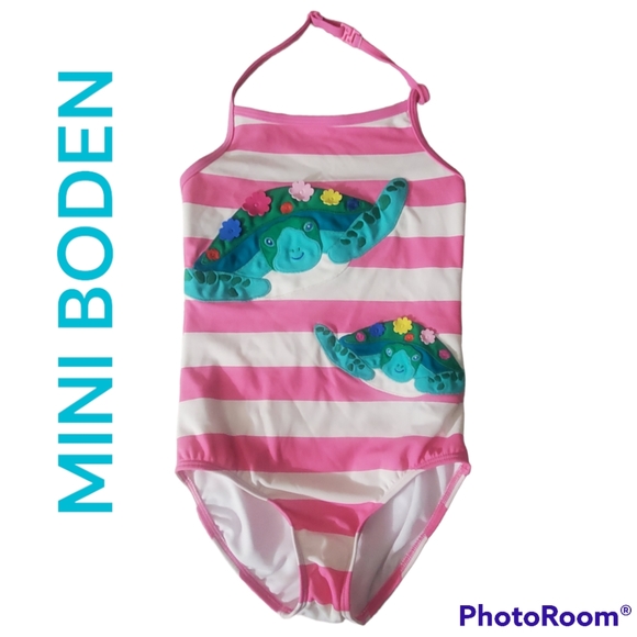 Mini Boden Swim Mini Boden Sea Turtle Girls Swimsuit Swim Whole